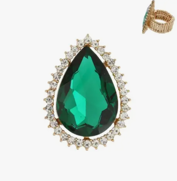 Tear Drop Gemstone Stretch Ring