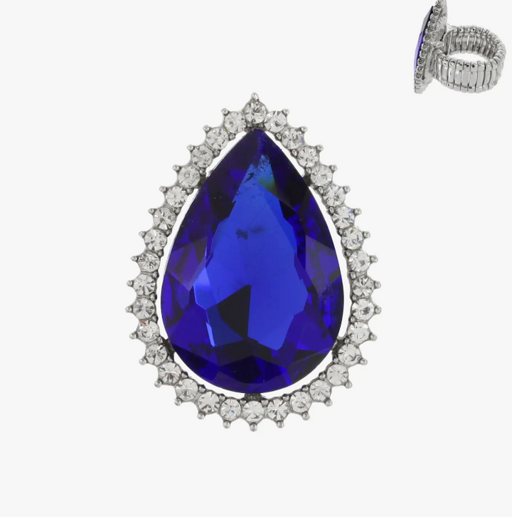 Tear Drop Gemstone Stretch Ring