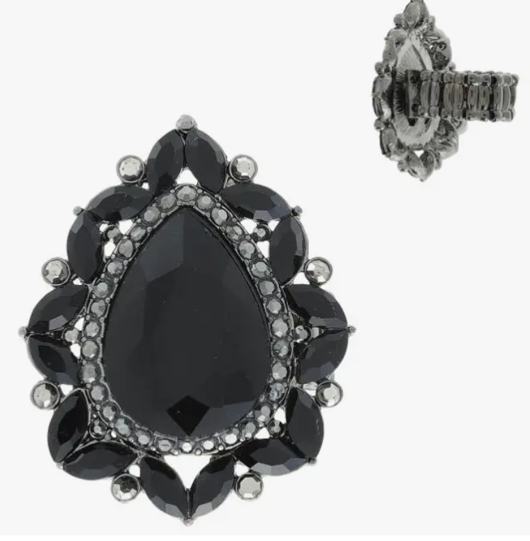 Teardrop Gemstone Marquise Cluster Stretch Ring
