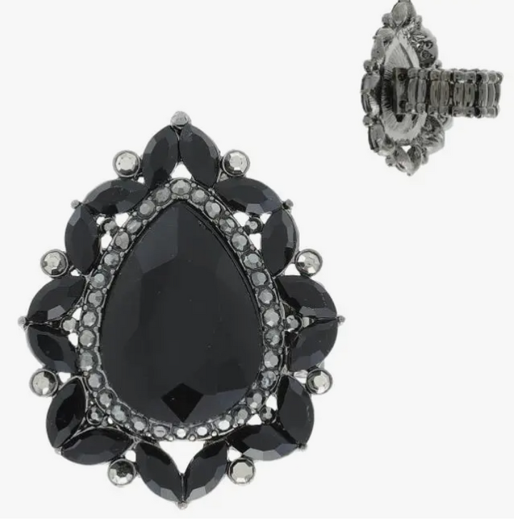 Teardrop Gemstone Marquise Cluster Stretch Ring