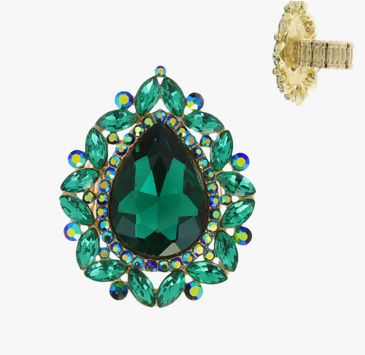 Teardrop Gemstone Marquise Cluster Stretch Ring