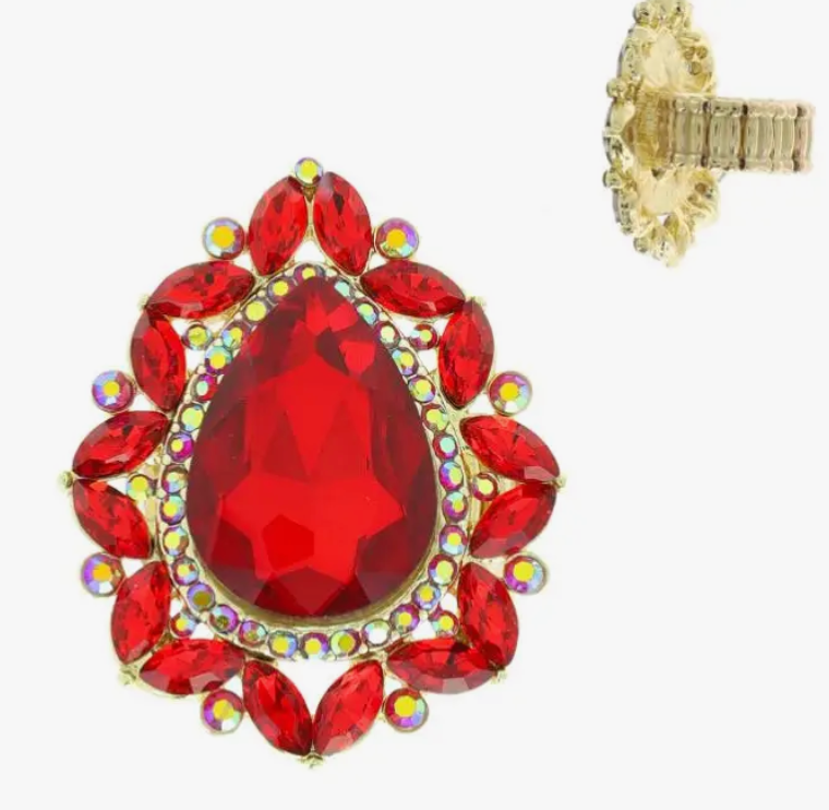 Teardrop Gemstone Marquise Cluster Stretch Ring