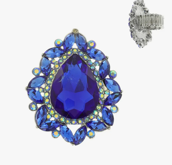 Teardrop Gemstone Marquise Cluster Stretch Ring