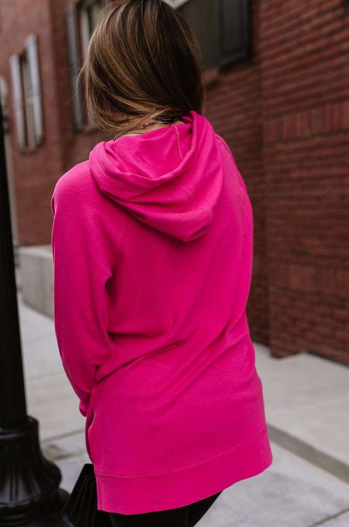 ampersand - sideslit hoodie- hot pink