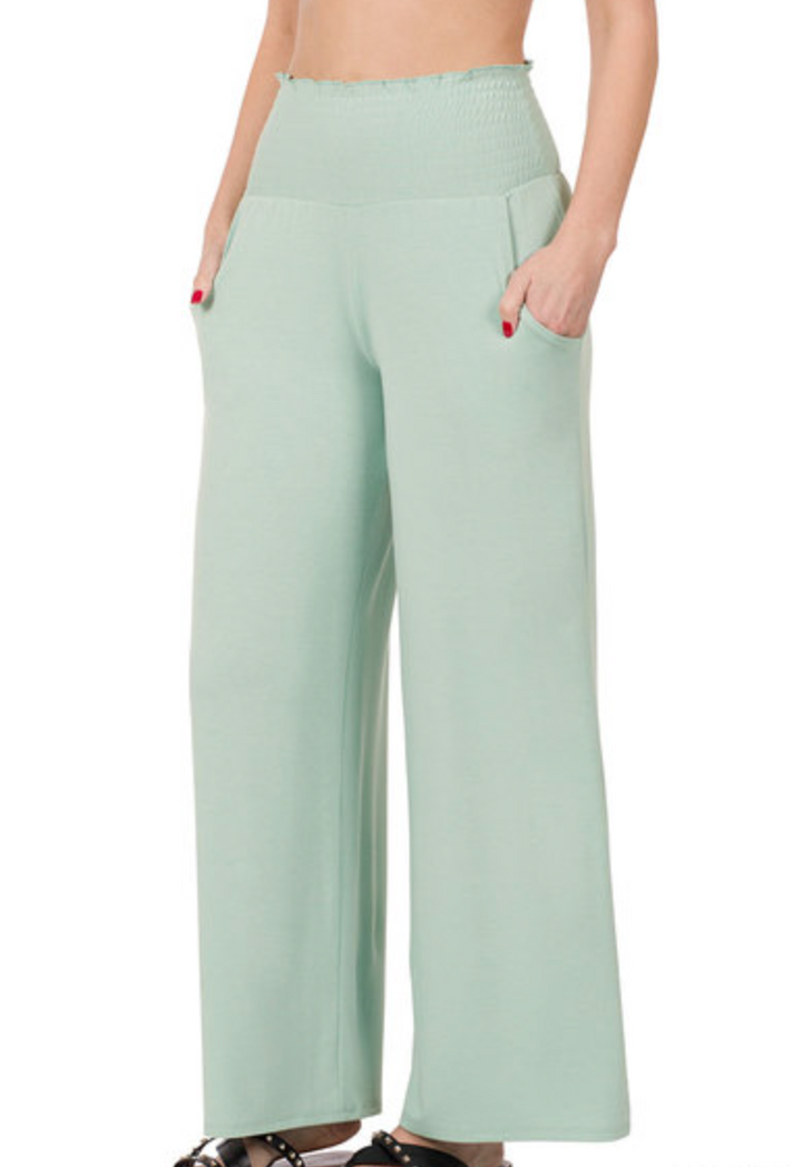 Zenana - SMOCKED WAISTBAND LOUNGE PANTS