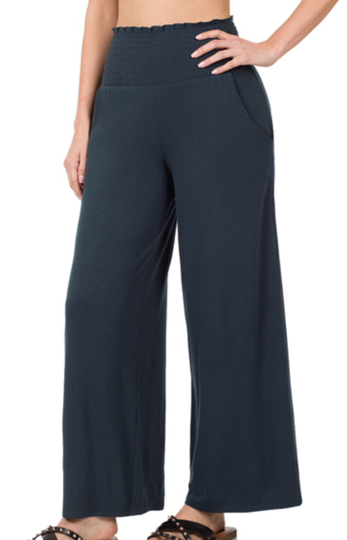 Zenana - SMOCKED WAISTBAND LOUNGE PANTS