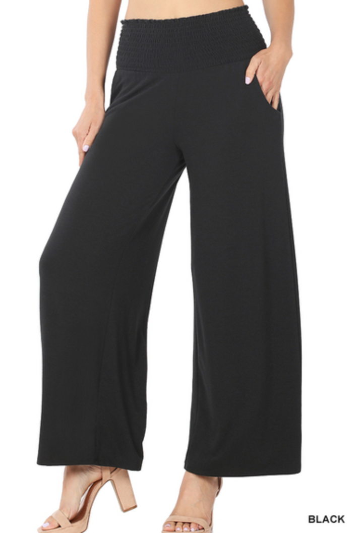 Zenana - SMOCKED WAISTBAND LOUNGE PANTS
