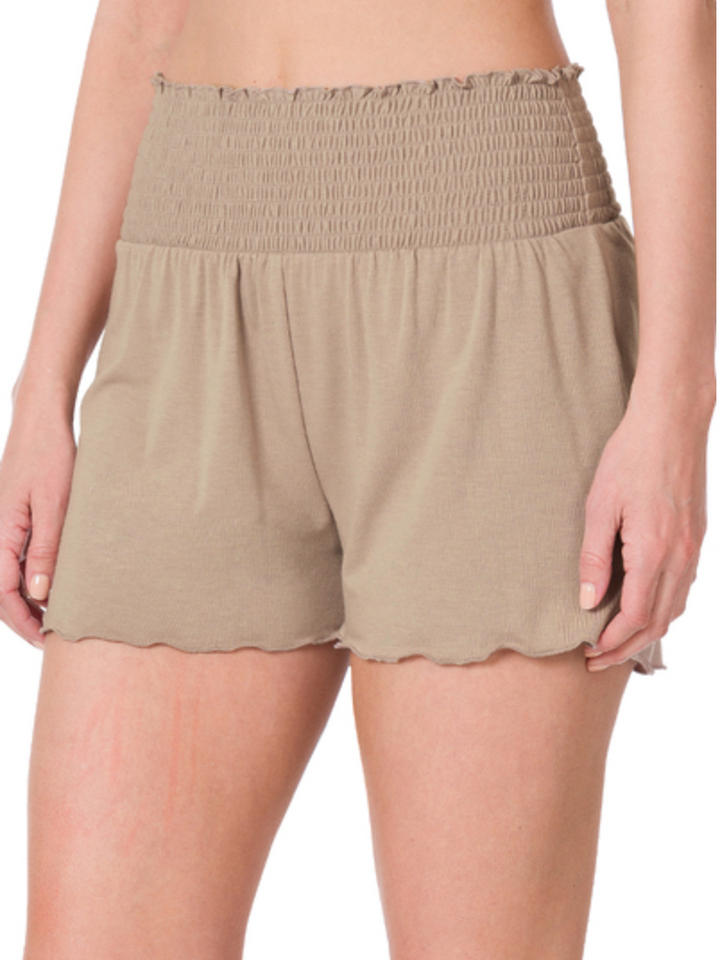 Zenana - SMOCKED WAIST SHORTS