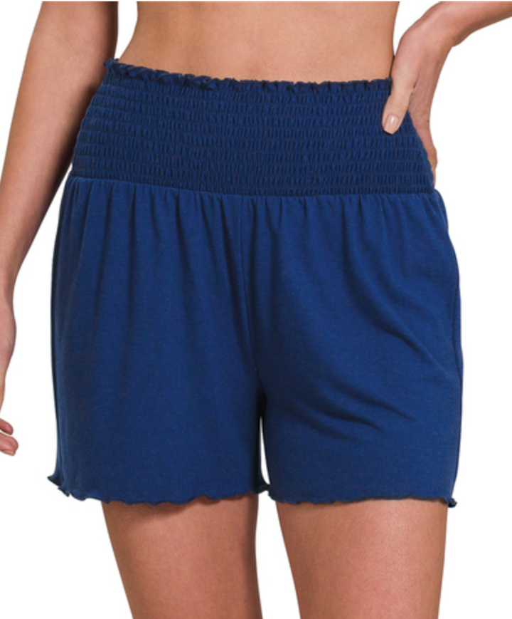 Zenana - SMOCKED WAIST SHORTS