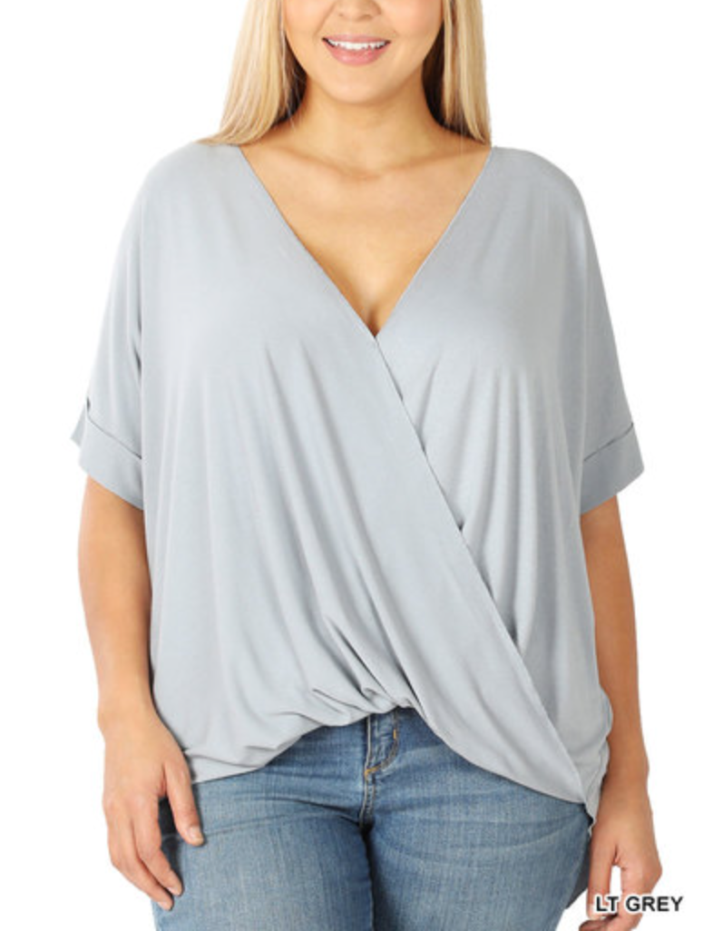 Zenana - RAYON SPAN CREPE LAYERED-LOOK DRAPED FRONT TOP