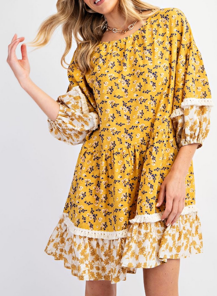 Easel - MIX N MATCH PRINTED MIDI DRESS