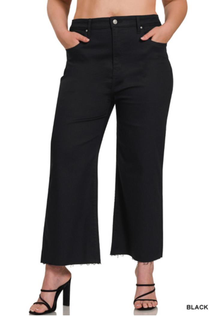 Zenana - HIGH RISE FLARE CROPPED COLOR DENIM PANTS
