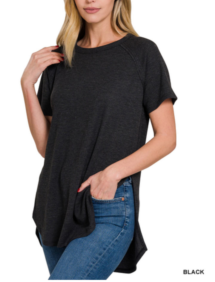 Zenana - Short Sleeve Waffle Top