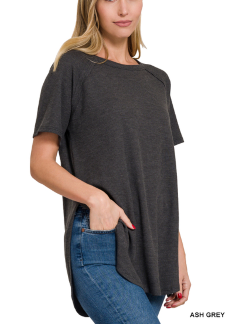 Zenana - Short Sleeve Waffle Top