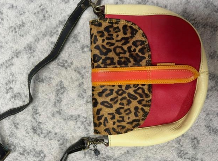 Folklore Couture - Crossbody Cheetah Red Genuine Leather Purse