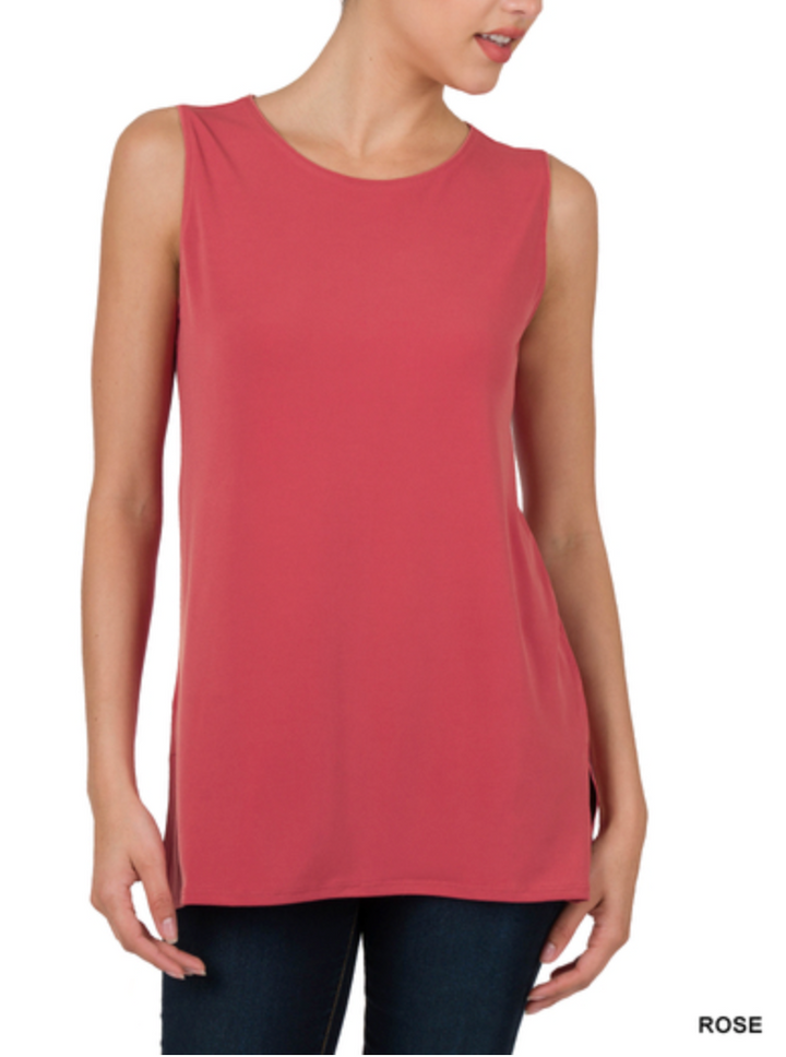 Zenana - Side Slit Tank Top
