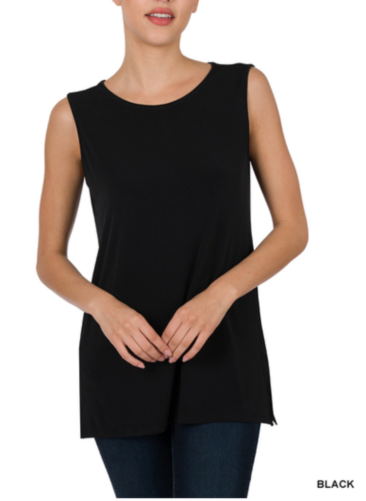 Zenana - Side Slit Tank Top