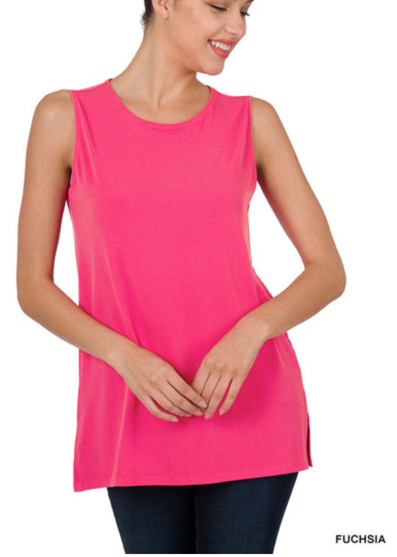 Zenana - Side Slit Tank Top