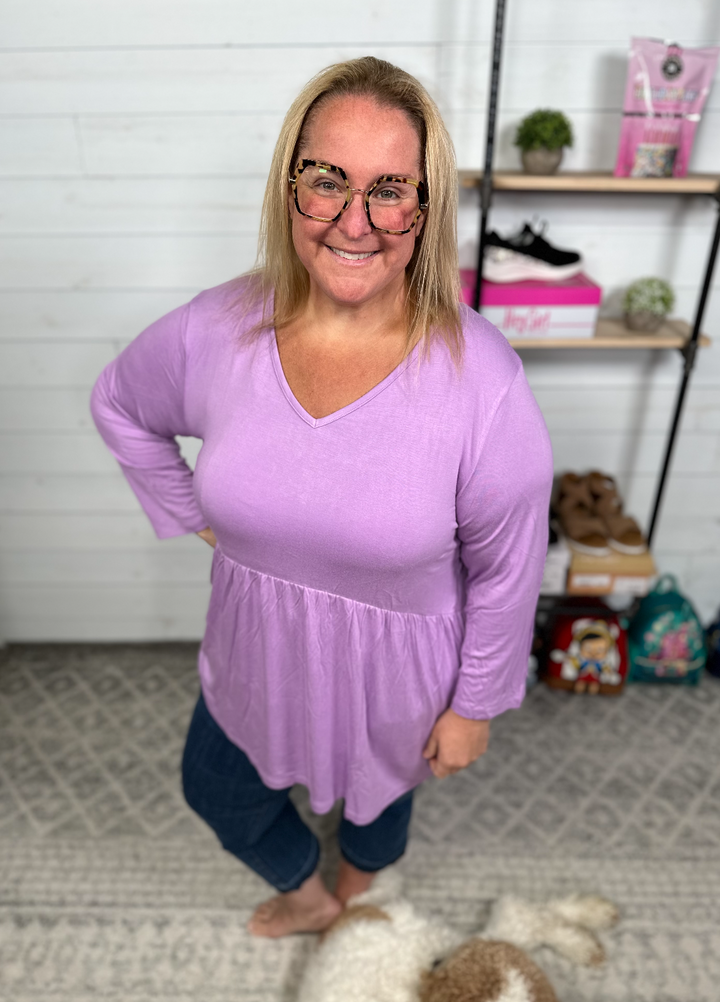 Michelle Mae - Lavender 3/4 Sleeve Top