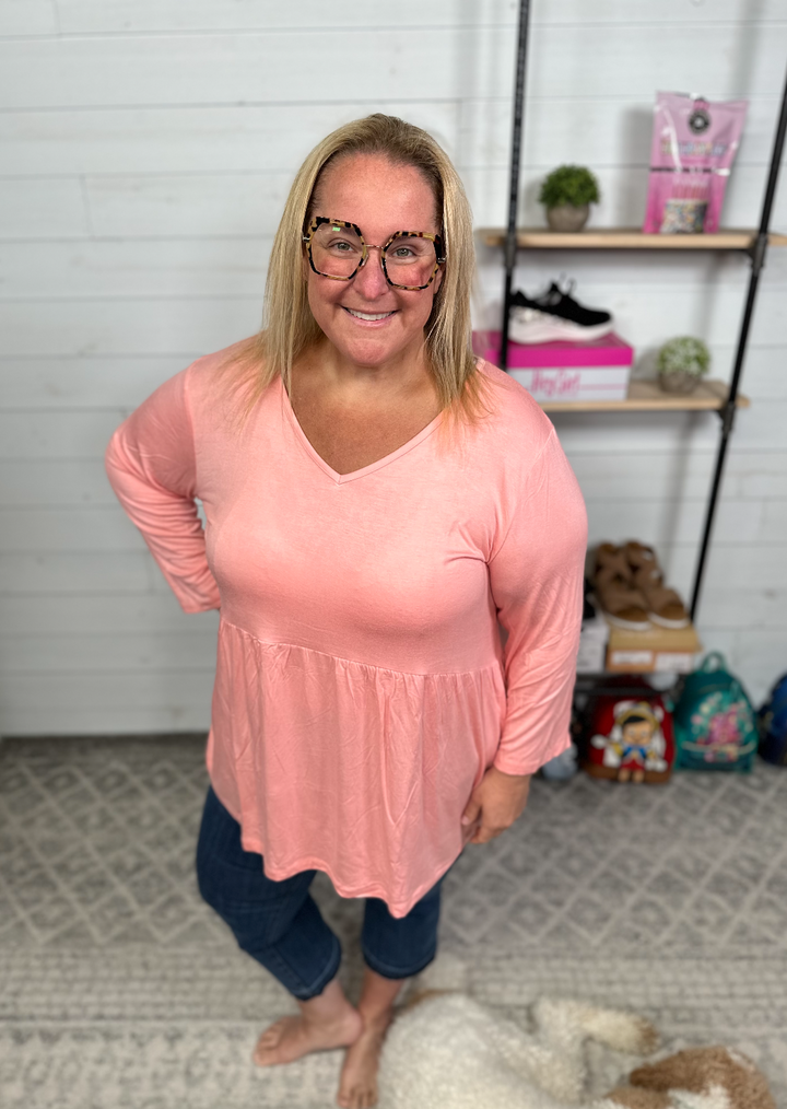 Michelle Mae - Peach 3/4 Sleeve Top