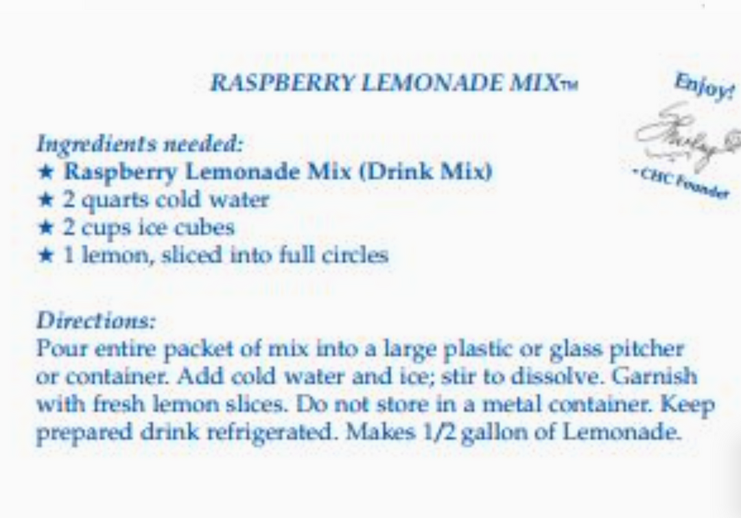 CHC - Raspberry Lemonade Drink Mix