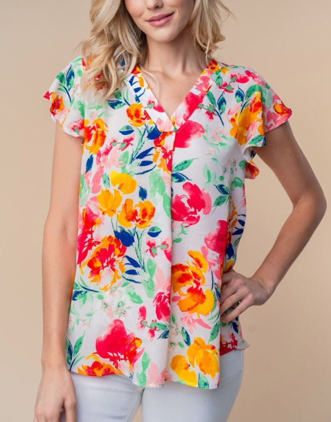 White Birch - White Floral Top