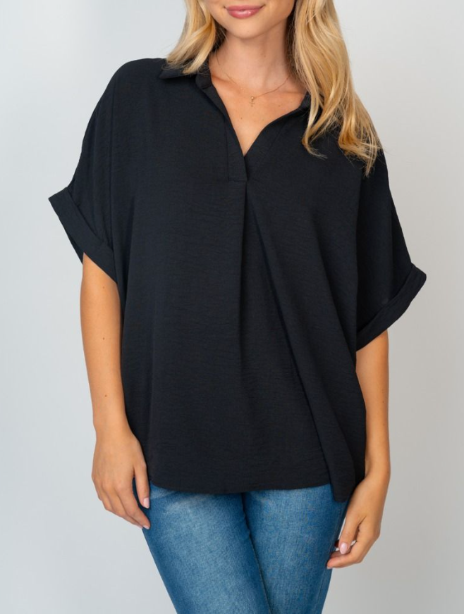 White Birch - Collared V Neck Top