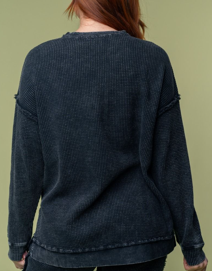 White Birch - Thermal Wash V Neck Top