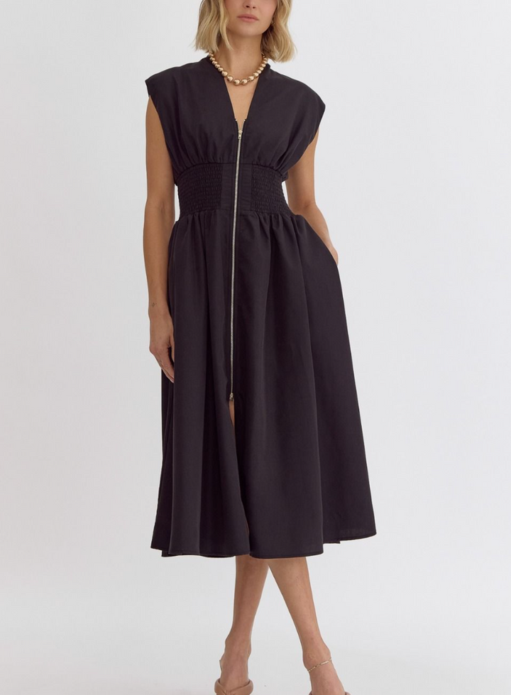 Entro - Black Zipper Dress