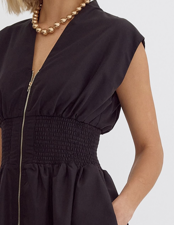 Entro - Black Zipper Dress