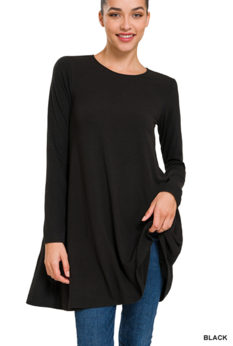 Zenana - Long Sleeve Tunic with Pocket