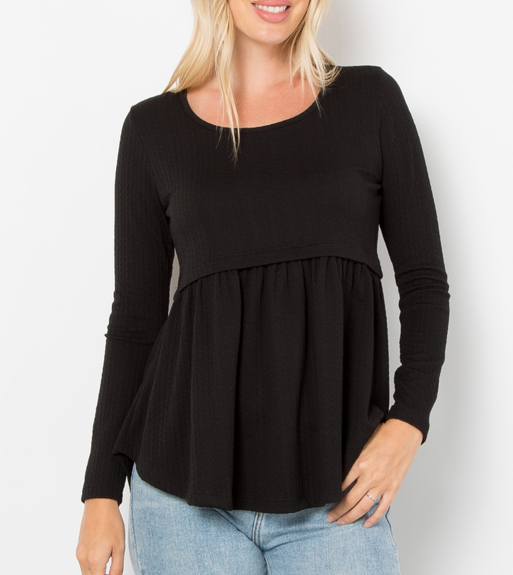 Be Stage - Cable Knit Babydoll Top