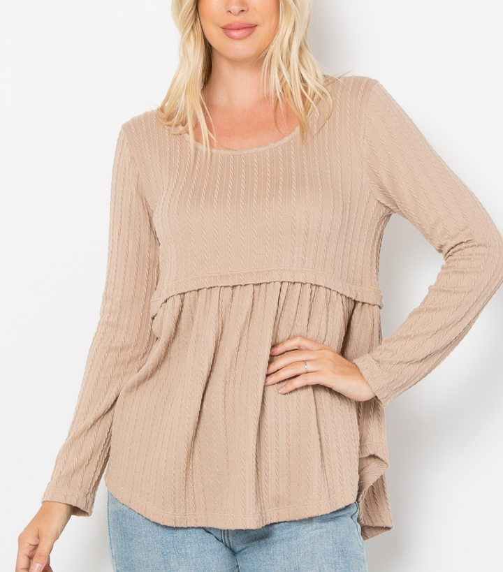 Be Stage - Cable Knit Babydoll Top