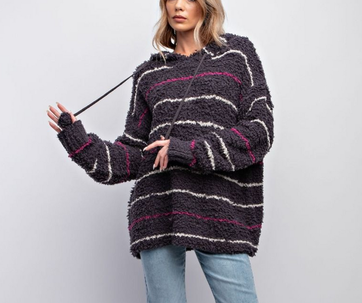Easel - STRIPED HOODIE SWEATER