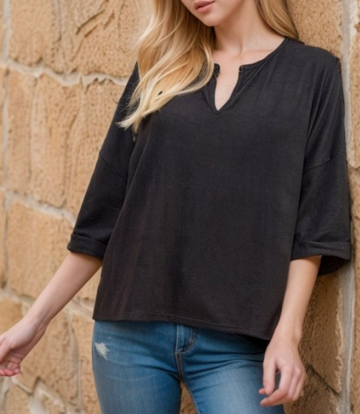Blumin - V Neck 3/4 Sleeve Top