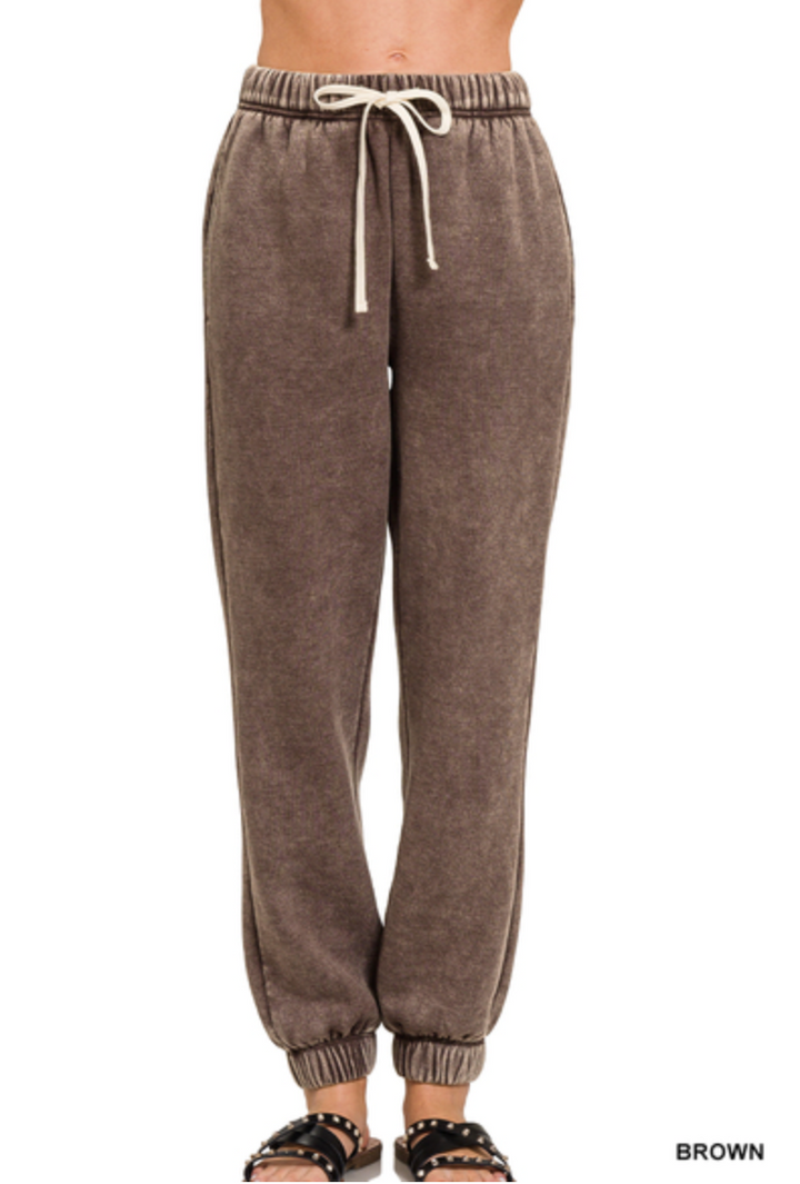 ZENANA - Acid Wash Fleece Jogger