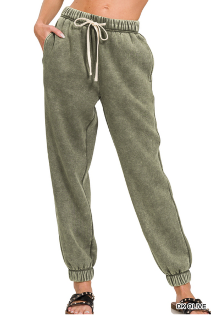 ZENANA - Acid Wash Fleece Jogger