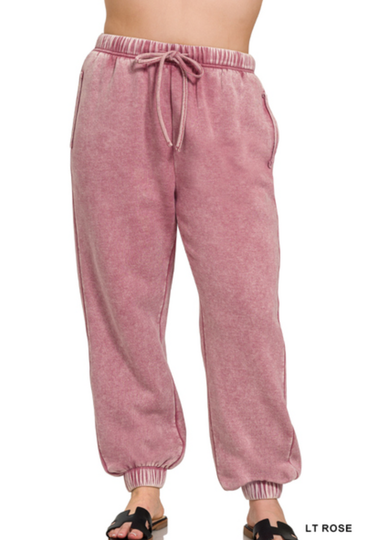 ZENANA - Acid Wash Fleece Jogger