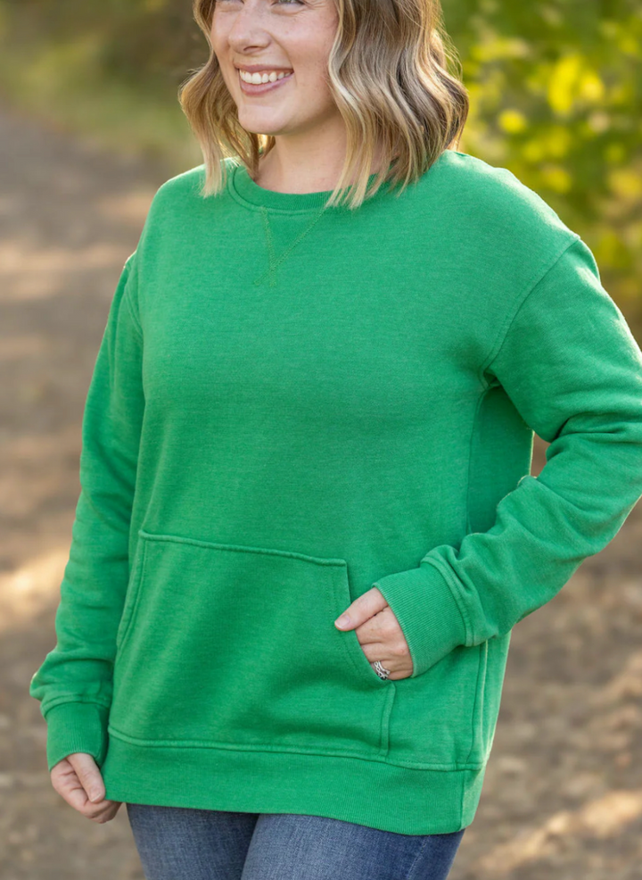 Michelle Mae - Vintage Wash Pocket Pullover - Green