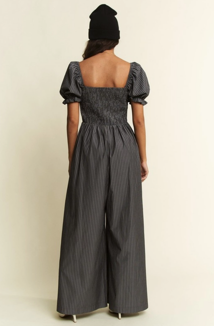 Jade by Jane - Stripe Print Jumpsuit