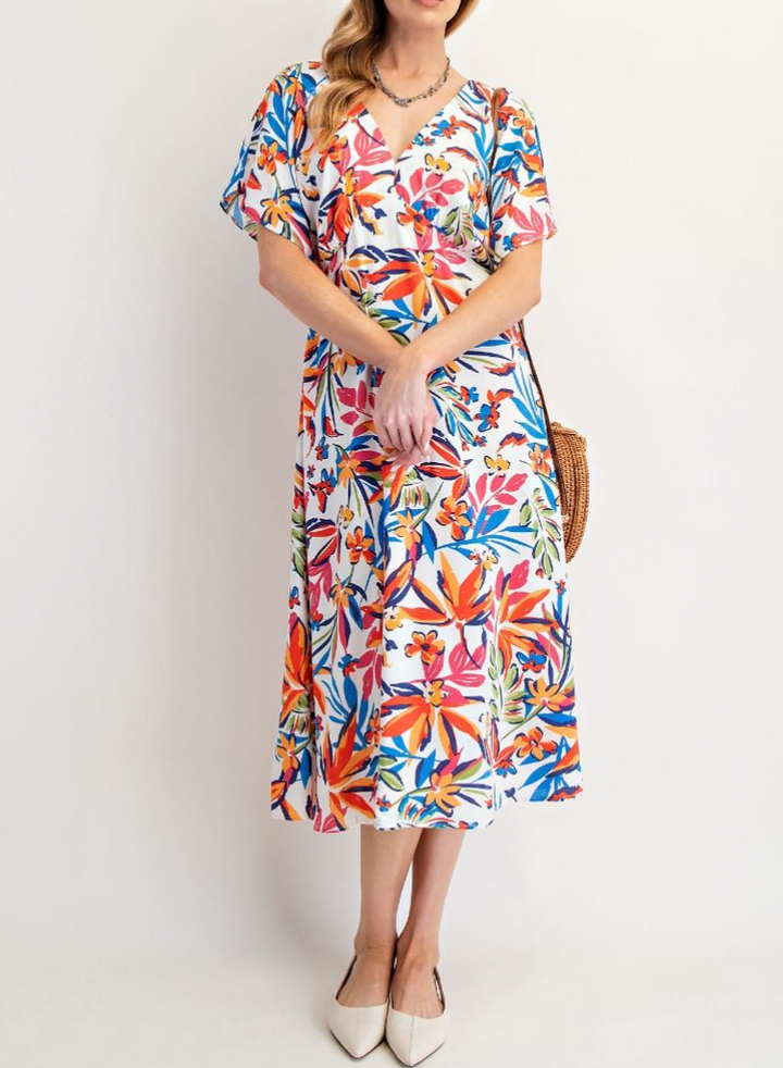 Easel - Ivory Floral Dress