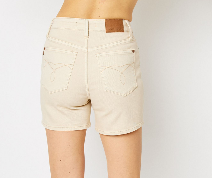 Judy Blue - High Waist Light Khaki Denim Shorts