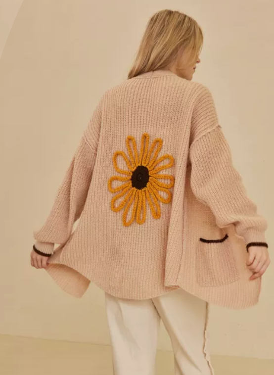 Mello - Sunflower Embroidered Cardigan