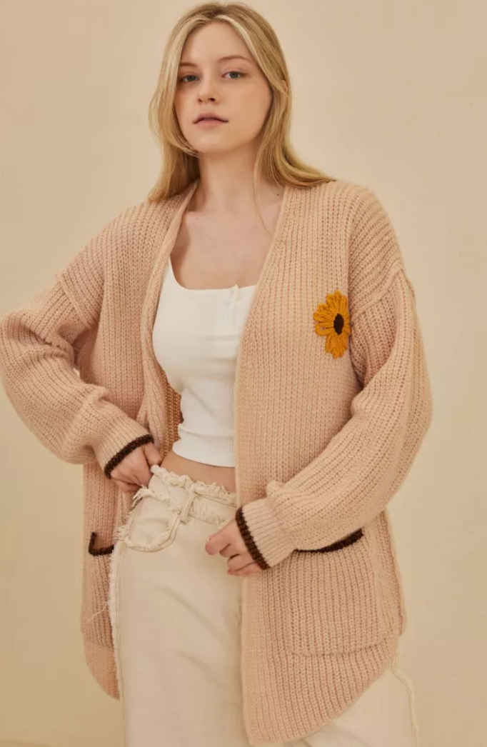 Mello - Sunflower Embroidered Cardigan
