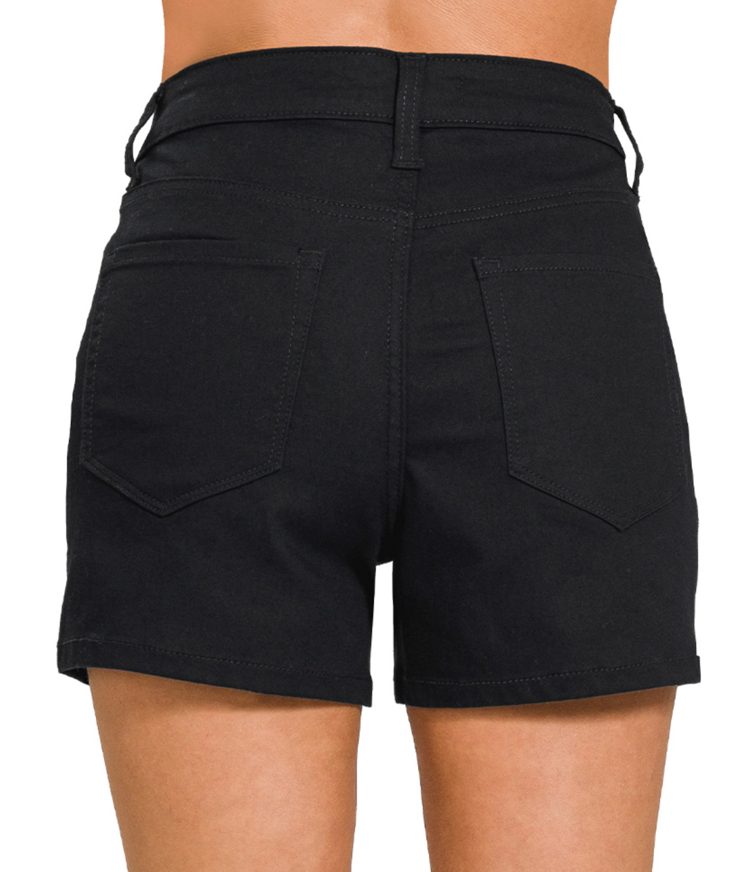 Zenana - High Rise Black Denim Shorts