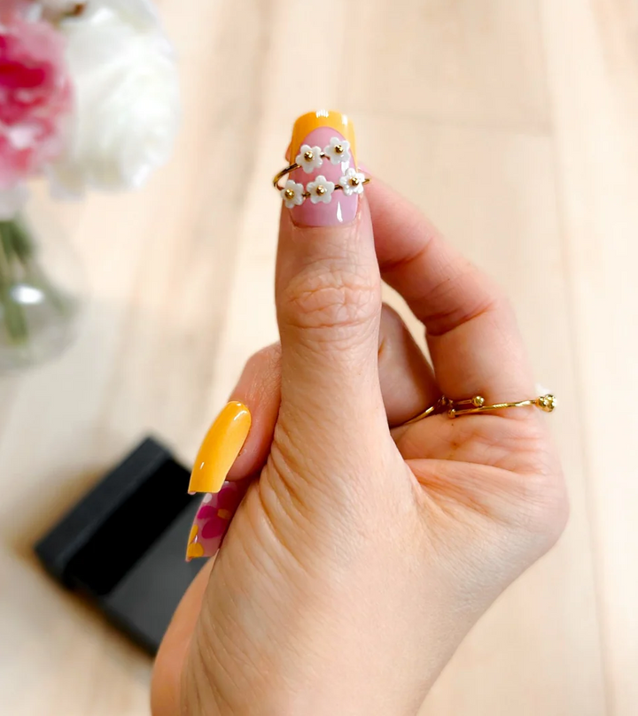 Daisy & Diamond Stainless Steel 3 Piece Ring Set