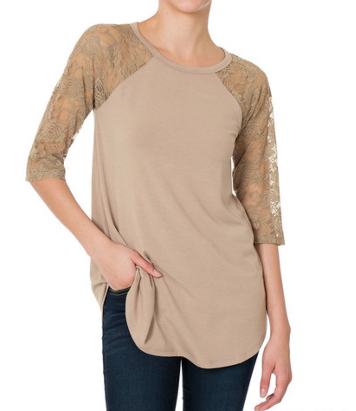 Zenana - Lace Sleeve Top