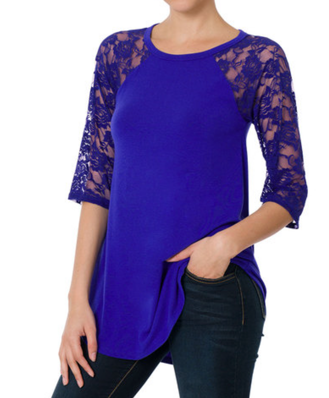 Zenana - Lace Sleeve Top