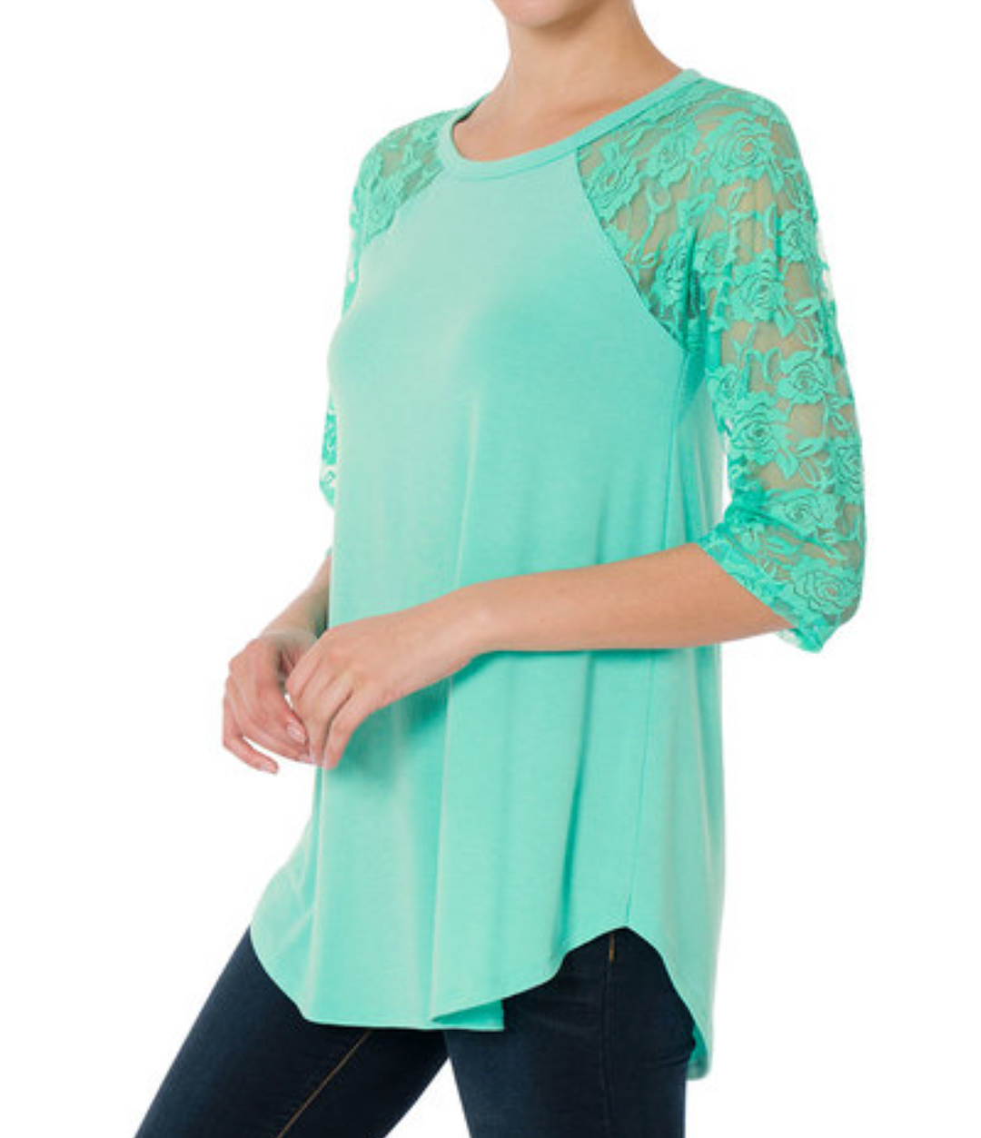 Zenana - Lace Sleeve Top