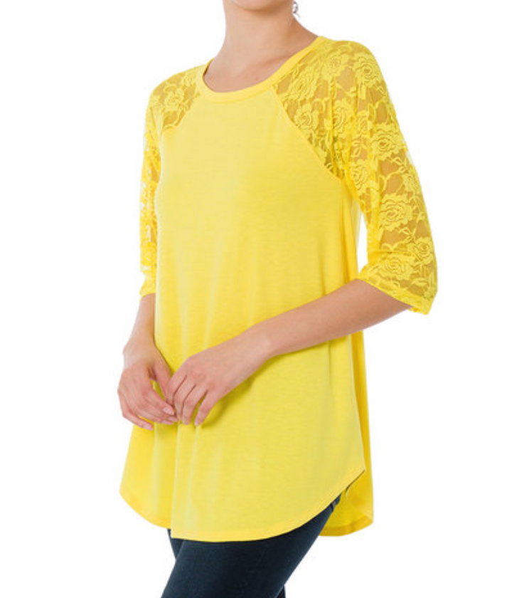 Zenana - Lace Sleeve Top